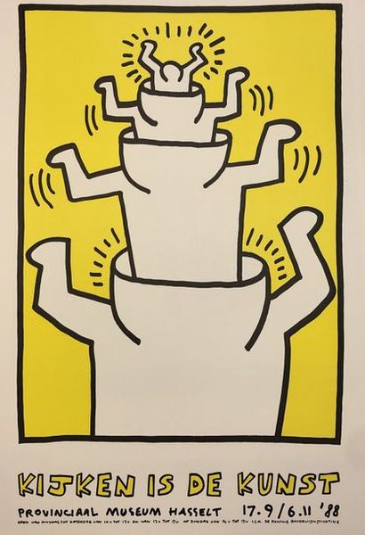 HARING (Keith). "Kijken is de kunst" (1988). Colour offset lithograph made for an...