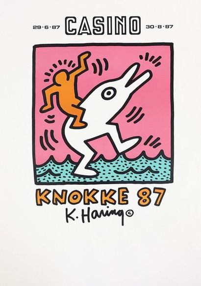 HARING (Keith). "Knokke" (1987). Lithographie originale en couleurs tirée sur papier...