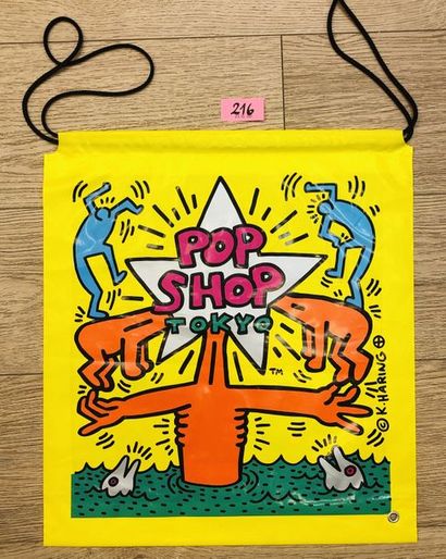 HARING (Keith). "Pop Shop Tokyo" (1987). Plastic bag, lithograph printed, made for...