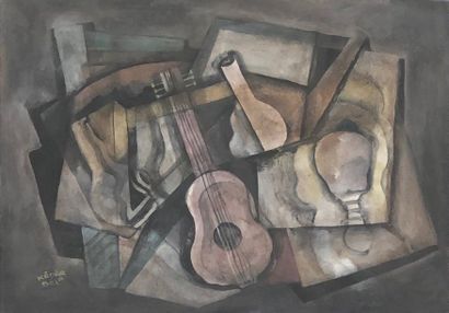 KADAR (Béla). "Cubist composition." Watercolour on paper, signed in the lower left...