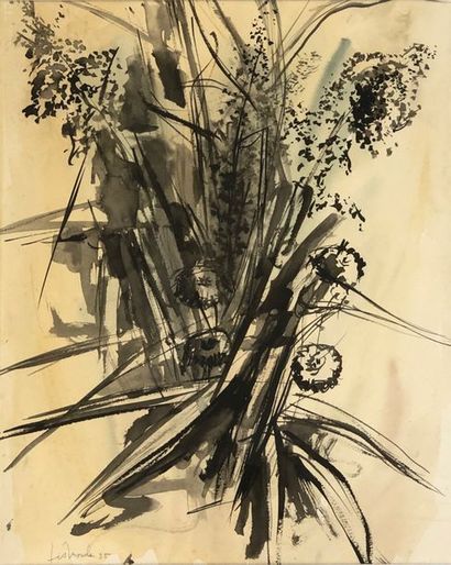 LISMONDE (Jules). "Flowers" (1935). Ink plate, dated and signed in the lower left...