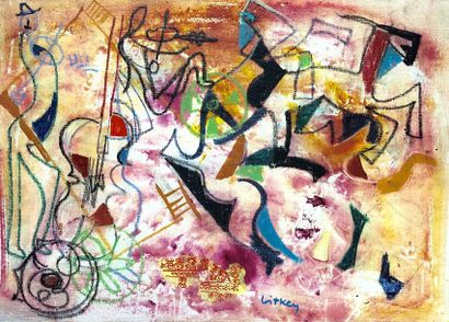 LITKEY (György). "Composition". Oil on canvas, signed in the lower right corner,...