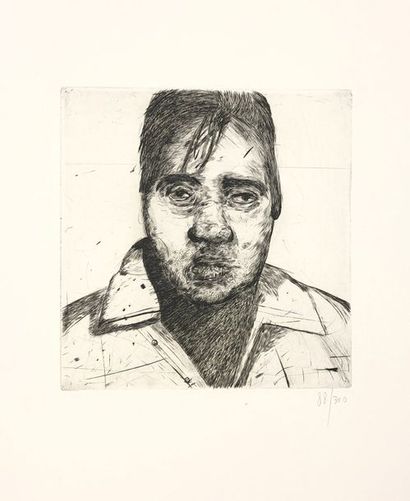 MANDELBAUM (Stéphane). "Francis Bacon I" (1980). Black chisel printed on wove paper,...