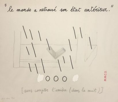 OCTAVE (Marc M.C.). "Le Monde a retrouvé son état antérieur". Lithographie en couleurs...