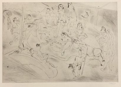 PASCIN (Jules). Untitled. Etching in black printed on wove paper, signed in pencil....