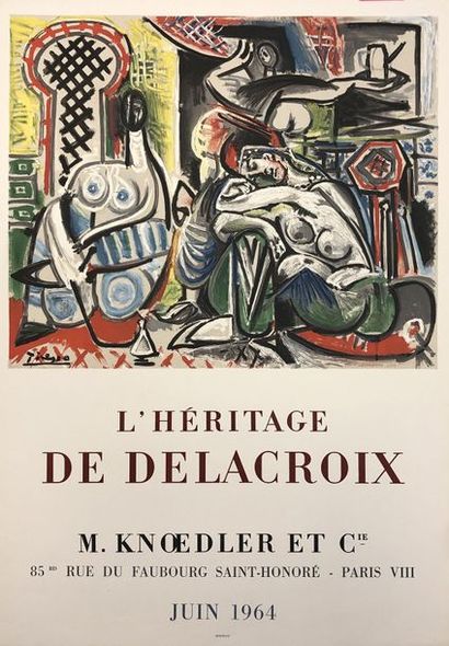 PICASSO (d'après Pablo). "L’Héritage de Delacroix" (1964). Lithographie en couleurs...