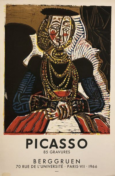 PICASSO (d'après Pablo). Affiche (1966). Lithographie en couleurs réalisée pour l’exposition...