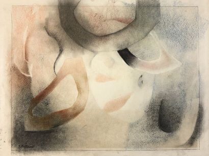 PORTENART (Jeanne). "World of Silence" (1970). Pastel on paper, titled, dated, signed...
