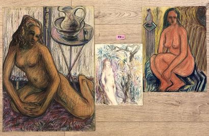 SAVERYS (Jan). "Naked." Pastel on paper, signed in the lower left-hand corner. Size...