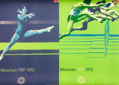 null SPORT.- "München 1972". Réunion de 2 affiches tirées en lithographie pour les...
