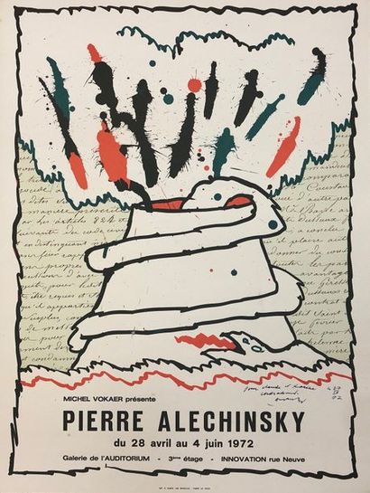 null ALECHINSKY (Pierre). "Pierre Alechinsky" (1972). Dessin sur acétate insolé sur...