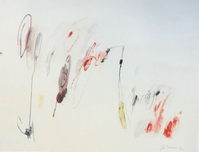 null THOMASSON (?). "Composition" (1992). Gouache et crayon sur papier, datée et...