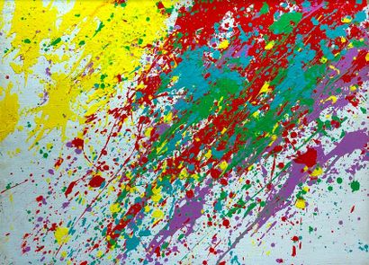 TING (Walasse). "Yellow spring spot" (1971). Huile sur toile, titrée, datée et signée...