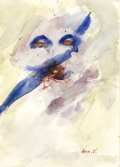 VANDERCAM (Serge). "Composition". Watercolour on paper, signed in the lower right...