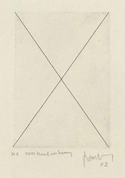 VAN SEVEREN (Dan). Untitled. Etching in black, dated, just. H.C., dated and signed...