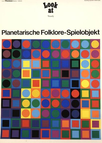 VASARELY (Victor). Poster (1969). Colour silkscreen print for the exhibition "Planetarische...