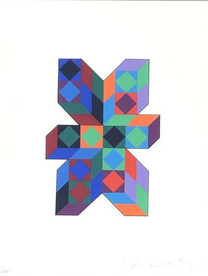 VASARELY (Victor). Untitled. Silkscreen in colours, just. 11/325, signed in pencil...