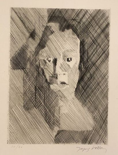 VILLON (Jacques). "Young woman" (1942). Drypoint in black drawn on B.F.K. de Rives,...