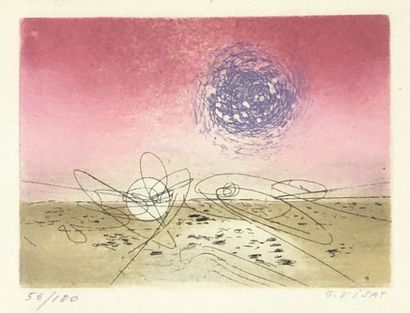 null VISAT (Georges). Untitled. Etching in colours, just. 56/100, signed in pencil,...