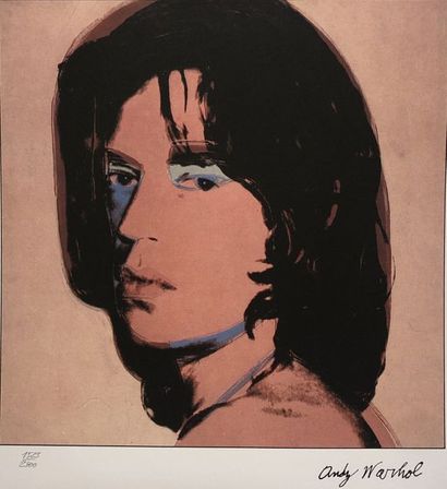 WARHOL (d'après Andy). "Mick Jagger" (1986). Colour printing printed on white paper,...