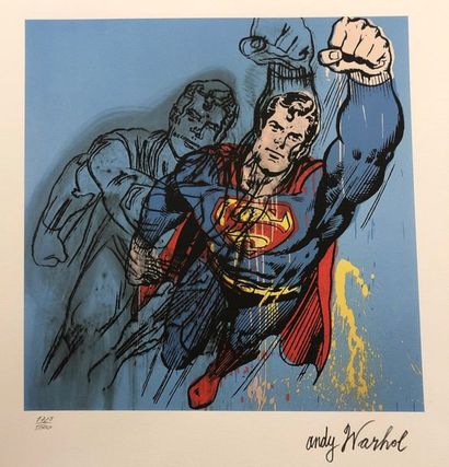 WARHOL (d'après Andy). "Superman" (1986). Colour printing printed on white paper,...