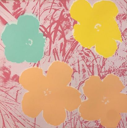 WARHOL (d'après Andy). "Flowers" (1970). Silkscreen on strong paper. Size support...