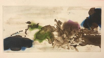 ZAO (Wou-Ki). "Composition" Eau-forte en couleurs et aquatinte tirée sur papier vergé....