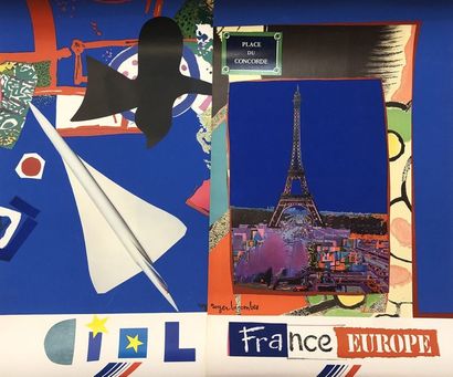 BEZOMBES (Roger). "Air France" (1980-81). Ensemble de 5 affiches tirées en sérigraphie....