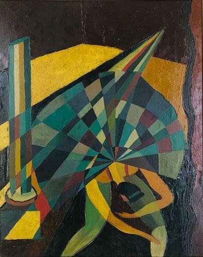 BOGAERTS (Gaston). "Composition" (1948). Oil on panel, dated and signed in the lower...