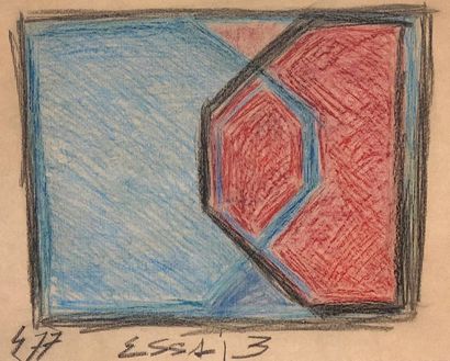 BORGRAVE (Elie). "Essai" (1977). Pastel sur papier kraft, titré, daté et signé, monté...