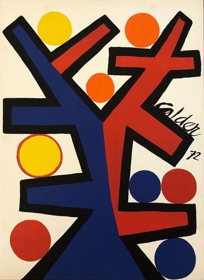 CALDER (Alexander). Untitled (1972). Colour lithograph printed on strong paper. Size...
