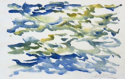 CALONNE (Jacques). "A la ligne" (1985). Watercolour, titled, dated and signed in...