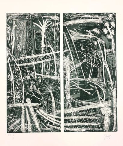 null CANE (Louis). Untitled (1986). Colour etching printed on Rives vellum, just....