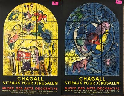 CHAGALL (Marc). Affiche (1961). Réunion de 2 lithographies en couleurs réalisées...