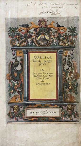 MERCATOR (Gérard). "Galliae tabule geographicae" (fin 16e s.). Page de titre gravée...