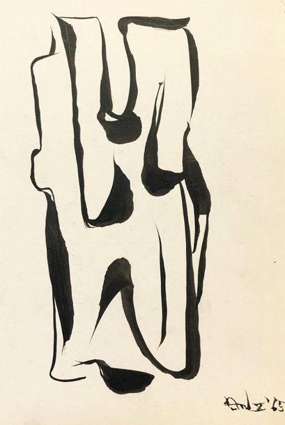 ANTHOONS (Willy). "Composition" (1965). Encre sur papier, datée et signée au coin...