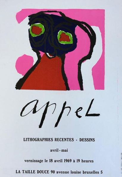 APPEL (Karel). Affiche (1969). Lithographie en couleurs éditée pour son exposition...
