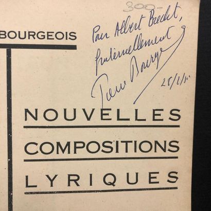 BOURGEOIS (Pierre). Nouvelles compositions lyriques. Brux., L'Equerre, 1930, 8°,...