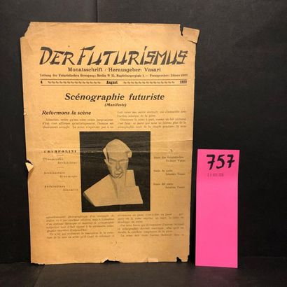 FUTURISME.- "Der Futurismus". N° 4. Scénographie futuriste. Berlin, août 1922, 1...