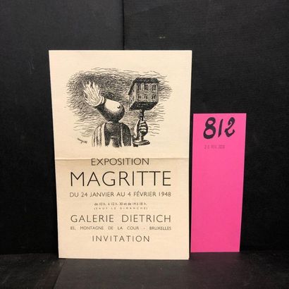 MAGRITTE.- Carton d'invitation pour son exposition personnelle à la Galerie Dietrich,...