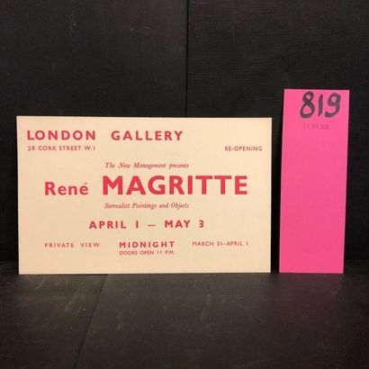 MAGRITTE.- Carton d'invitation pour son exposition "Surrealist Paintings and Objects"...