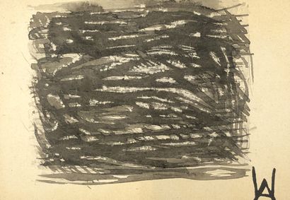 ANTHOONS (Willy). "作曲"（1965年）。纸本墨迹，日期，右下角签名，装裱在白色垫子上。尺寸：30×24厘米；主题：20×13.5厘米/IDEM。"作曲"（1965年）。纸上铅笔，日期，右下角签名，装在白色垫子上。尺寸：30...