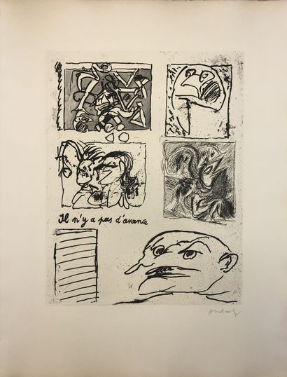 ALECHINSKY (Pierre). "没有提前"（1964年）。BFK de Rives上印有黑色蚀刻画，用铅笔签名。限量89份，尺寸：65,5 x 50...