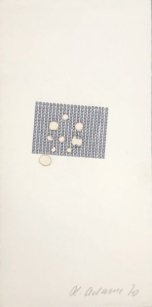null ADAMUS (Karel).无题（1970年）。一套2张纸上混合技术的作品，有日期和铅笔签名。尺寸支持和主题：22×11厘米和11×22厘米。