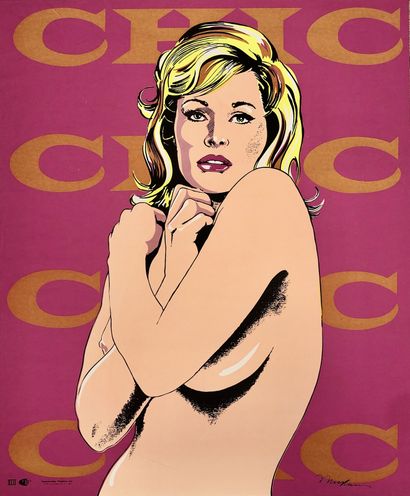 RAMOS (Mel). "别致"（1968年）；彩色平版印刷海报。尺寸 : 71,5 x 59,5 cm.