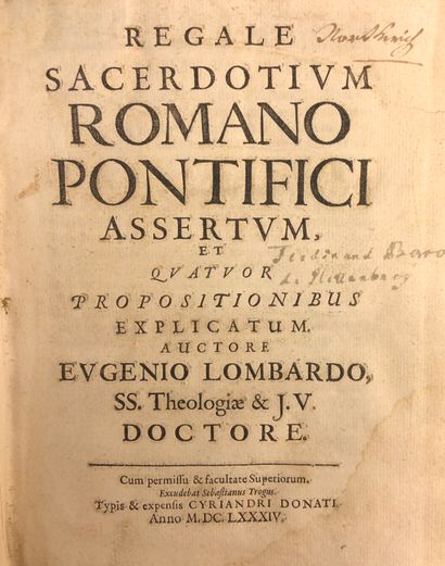 null LOMBARD (Eugene) [Célestin SFONDRATI的化名].Regale sacerdotium Romano Pontifici...