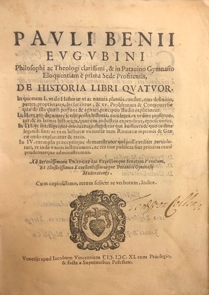 null BENIUS (Paulus Eugubinus). De historia libri quatuor [...]. Venise, Iacobus...