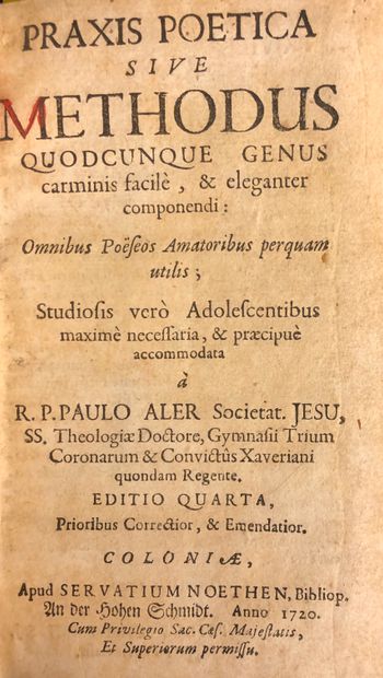 null ALER（Paulus）。Praxis poetica sive Methodus quodcunque genus carminis facilè,...