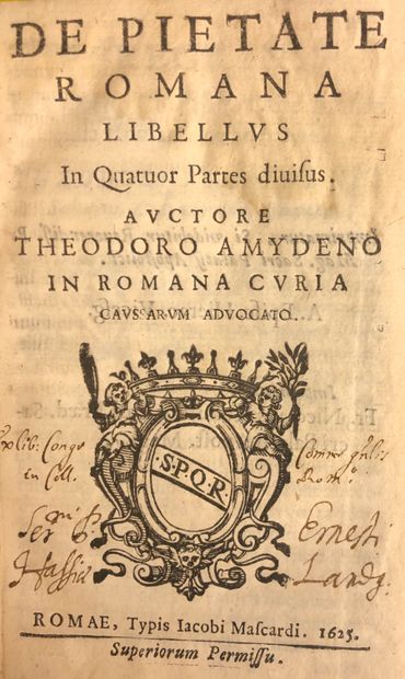 null AMEYNDEN (Teodoro). De pietate romana libellus in quatuor partes divisus. Rome,...