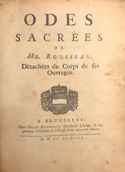 ROUSSEAU (Jean-Baptiste). Odes sacrées de Mr. Rousseau, détachées du corps de ses...